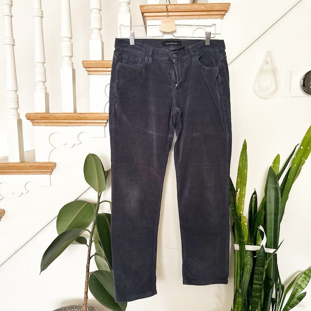 Calvin Klein Jeans Women's Charcoal Gray Corduroy Straight Leg Pants Size 12